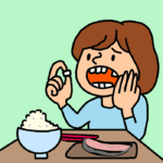食事中に歯が取れた女性
